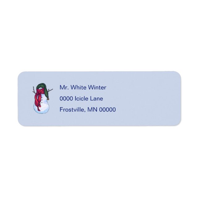Snowman Green Hat Return Address Label (Front)