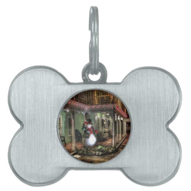 Snowman Greetings Pet ID Tag (Front)