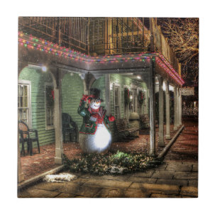 Snowman Greetings Tile