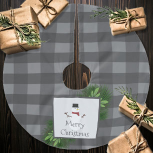 Snowman Grey Buffalo Plaid Tree Skirt