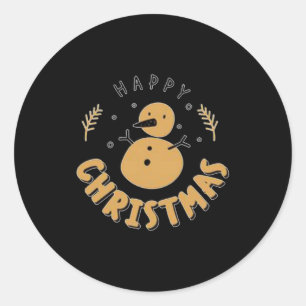 Snowman Happy Christmas  Classic Round Sticker