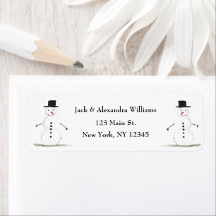 Snowman Happy Cute Winter Christmas Return Address Label
