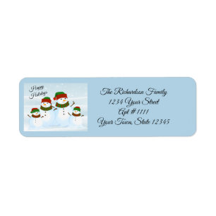 Snowman Happy Holiday Blue Return Address Labels
