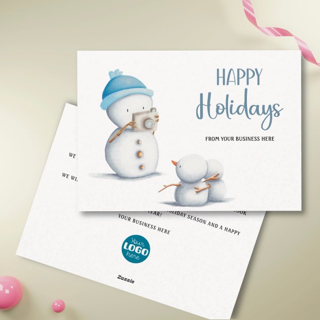  Snowman Happy Holidays Photography Business Holiday Card (Creator Uploaded)