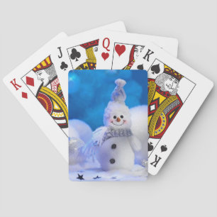Snowman happy holidays playing cards