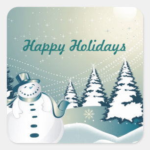 SNOWMAN HAPPY HOLIDAYS STICKERS