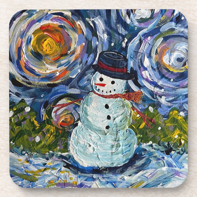 Snowman Hard plastic coaster set (Front)