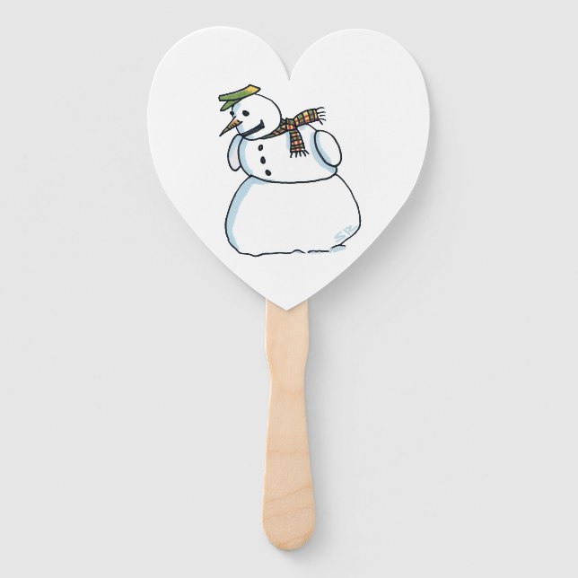 Snowman heart hand fans (Front)