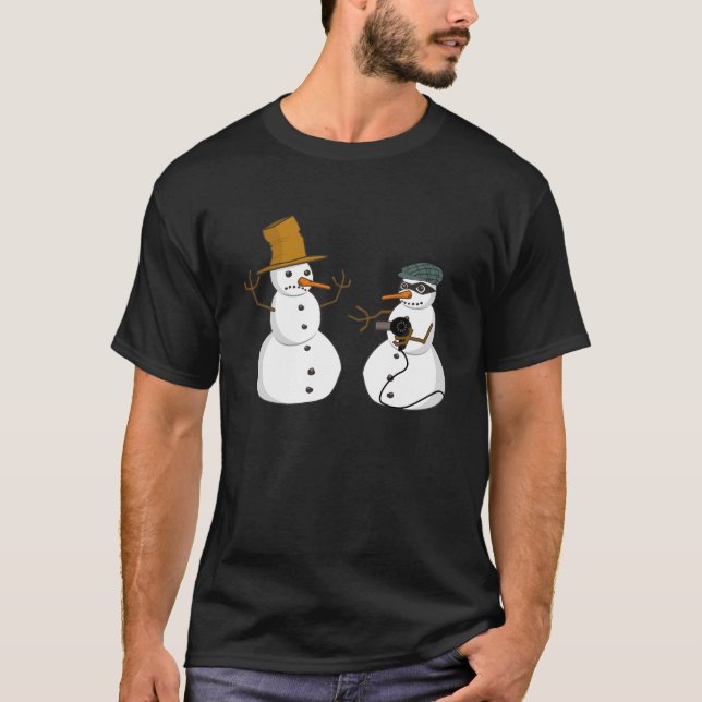 Snowman Hold Up T-Shirt (Front)