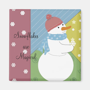 Snowman Holding a Magical Snowflake Magnet
