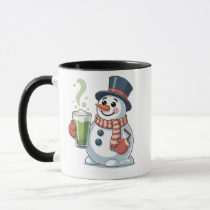Snowman Holding Matcha Drink Christmas Lovers Mug