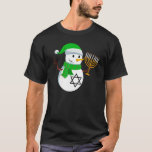 Snowman Holding Menorah Hanukkah Jewish Christmas  T-Shirt<br><div class="desc">Snowman Holding Menorah Hanukkah Jewish Christmas Costume</div>