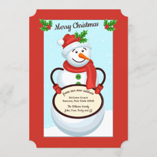 Snowman Holding Sign Moving Holiday Card