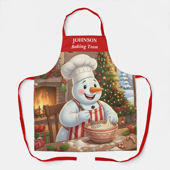 Snowman Holiday Baking Apron (Front)