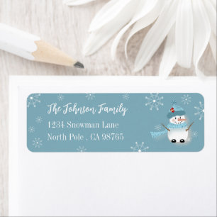 Snowman Holiday Blue Return Address Labels