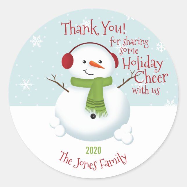 Snowman Holiday Cheer Classic Round Sticker (Front)