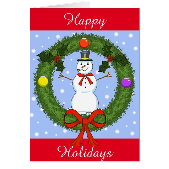Snowman Holiday Greeting Card (Customisable) (Front)