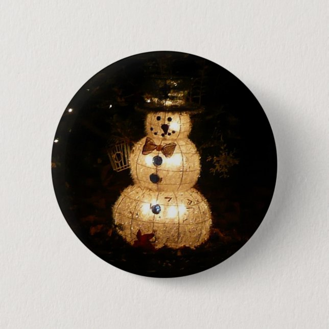 Snowman Holiday Light Display 6 Cm Round Badge (Front)