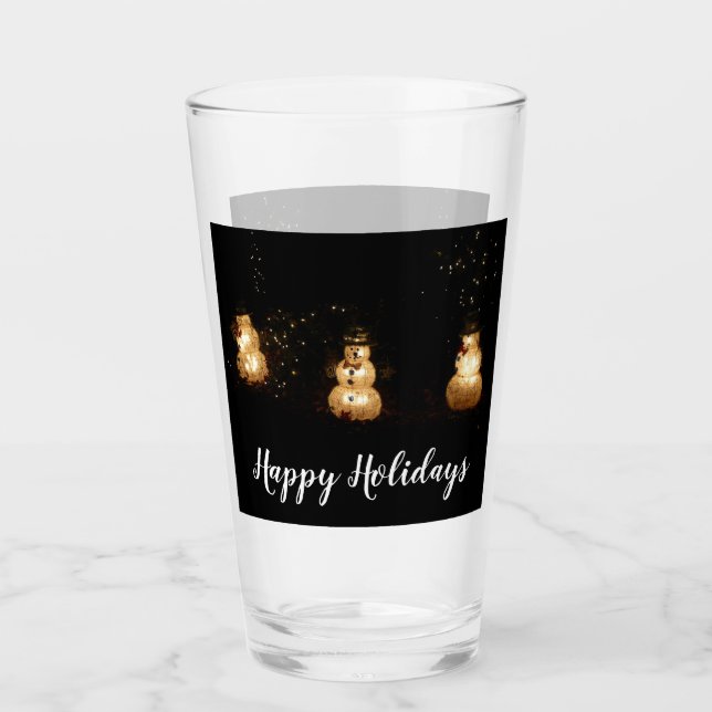 Snowman Holiday Light Display Glass (Front)