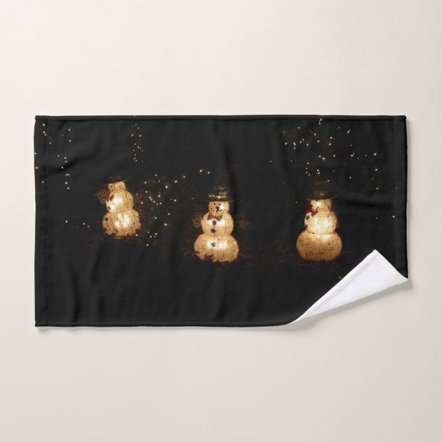 Snowman Holiday Light Display Hand Towel (Hand Towel)