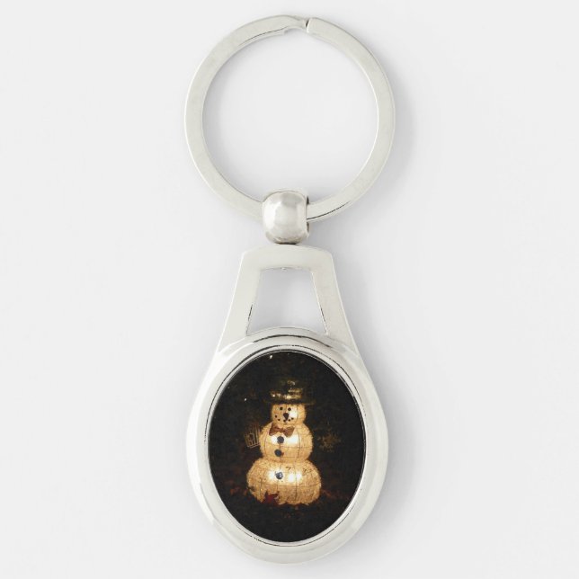 Snowman Holiday Light Display Key Ring (Front)