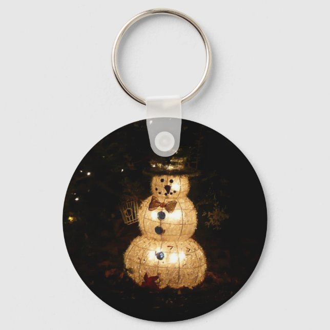 Snowman Holiday Light Display Key Ring (Front)