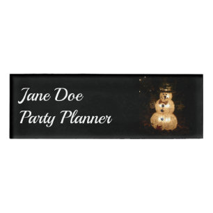 Snowman Holiday Light Display Name Tag