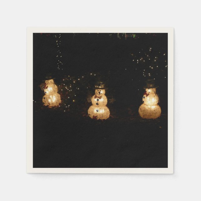 Snowman Holiday Light Display Napkin (Front)