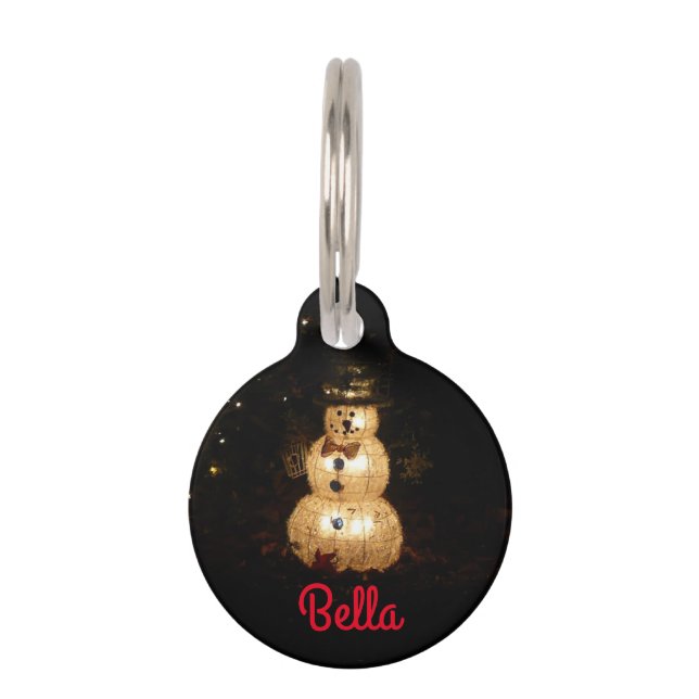 Snowman Holiday Light Display Pet Tag (Front)