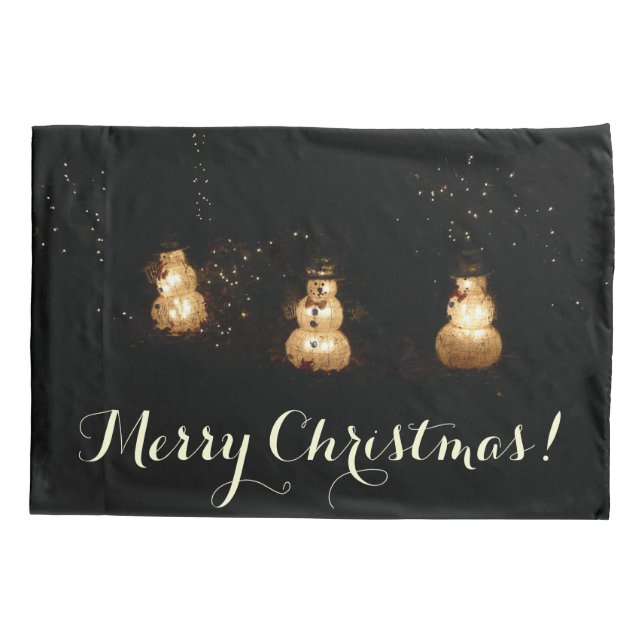 Snowman Holiday Light Display Pillowcase (Back)