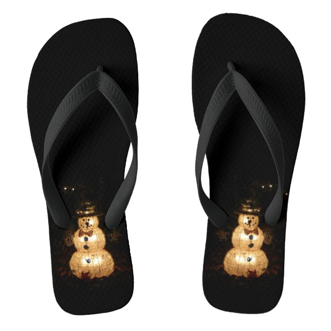Snowman Holiday Light Display Thongs (Footbed)