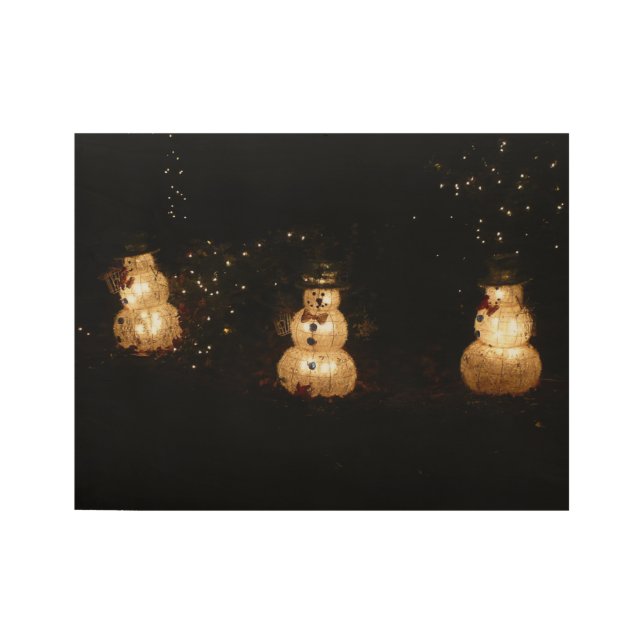 Snowman Holiday Light Display Wood Poster (Front)