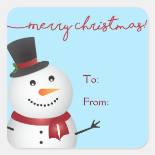 Snowman Holiday Stickers with Merry Christmas