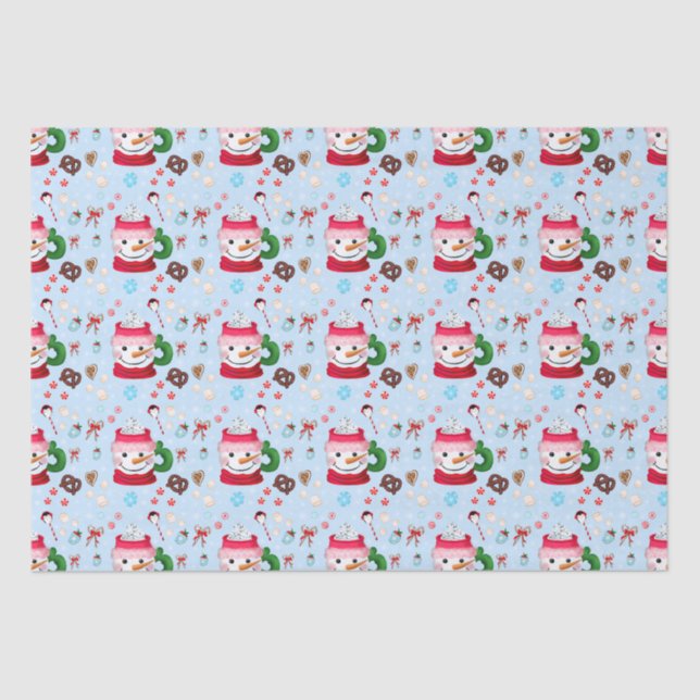 Snowman Hot Chocolate Fun Tissue Paper (Front)