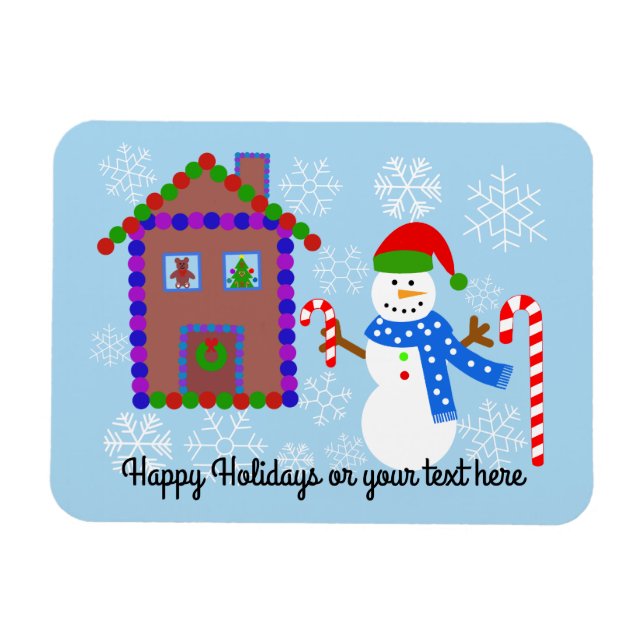 Snowman & House #1 Magnet (Horizontal)