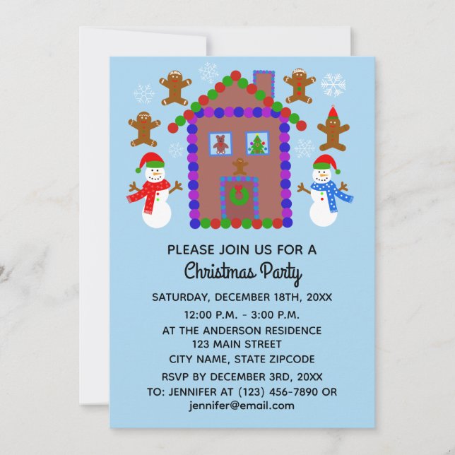 Snowman & House #3-2 Invitation Card (Front)