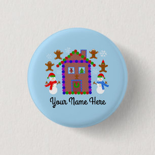 Snowman & House #3 Button