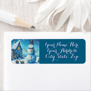 Snowman House Presents Personalized Christmas Return Address Label