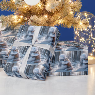 Snowman Hugging a Fox Wrapping Paper