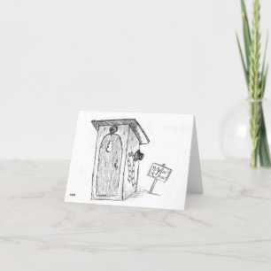 Snowman Humour holiday card .. outhouse christmas