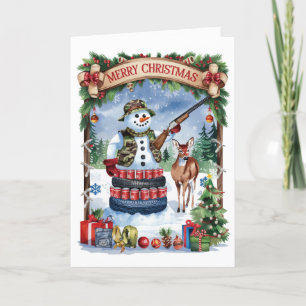 Snowman Hunter Funny Redneck Christmas Card
