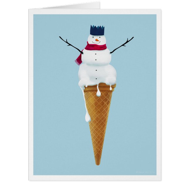 Snowman Ice Cream Cone - large card (Front)