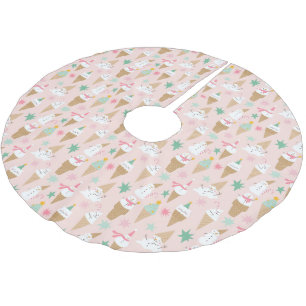 Snowman Ice Cream Cones Christmas Pattern Brushed Polyester Tree Skirt