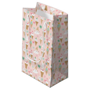 Snowman Ice Cream Cones Christmas Pattern Small Gift Bag