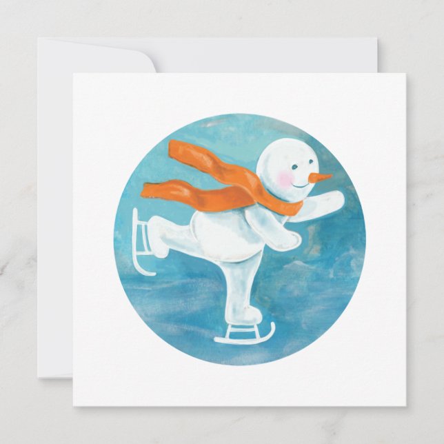Snowman Ice Skater  Card (Front)