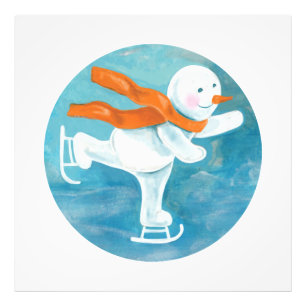 Snowman Ice Skater Photo Print