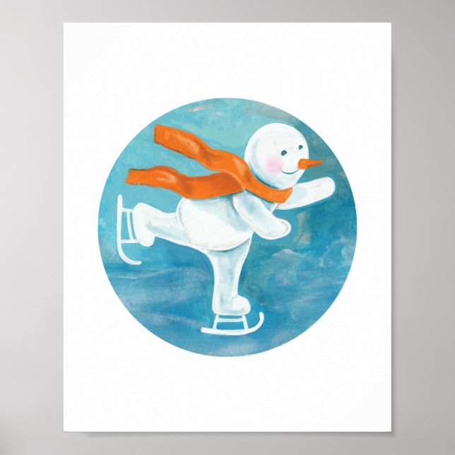 Snowman Ice Skater   Poster (Front)
