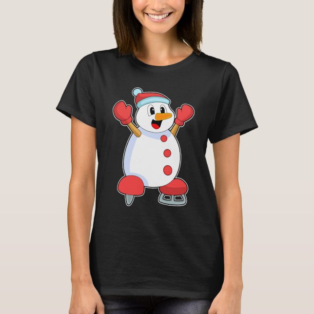 Snowman Ice skating Ice skates T-Shirt (Front)
