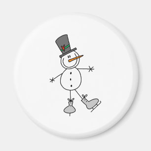Snowman Ice Skating Magnet