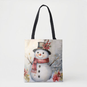 Snowman in a Black Hat Tote Bag